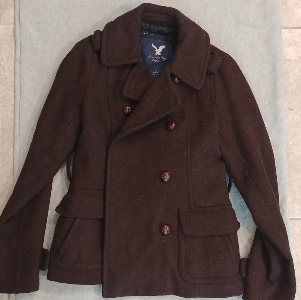 Women's American Eagle brown wool peacoat- Small